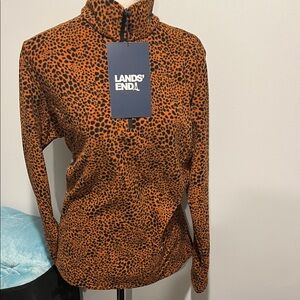 Lands' End Orange and Black Animal Print Top